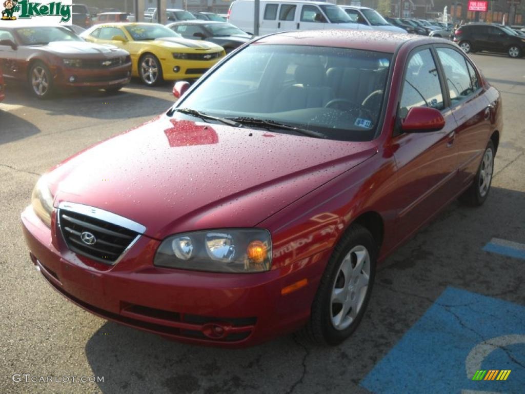 2004 Elantra GLS Sedan - Crimson Dark Red / Dark Gray photo #14