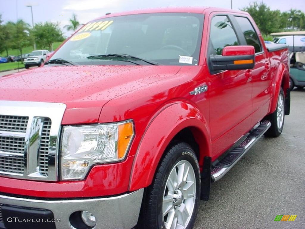 2009 F150 Lariat SuperCrew - Bright Red / Black/Black photo #14