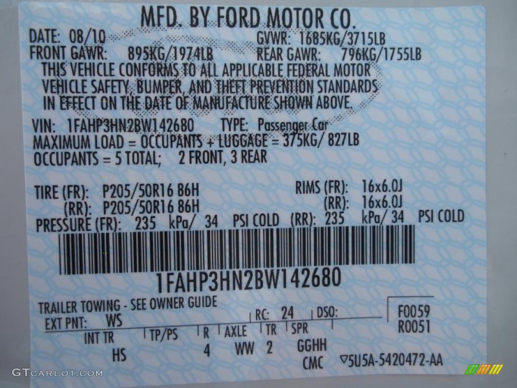 2011 Focus Color Code WS for White Suede Photo #37306825