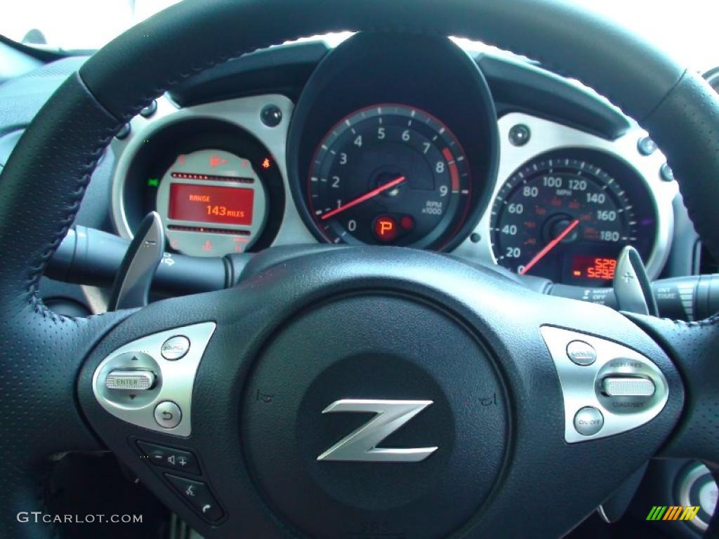 2010 Nissan 370Z Sport Touring Coupe Black Leather Steering Wheel Photo #37318975