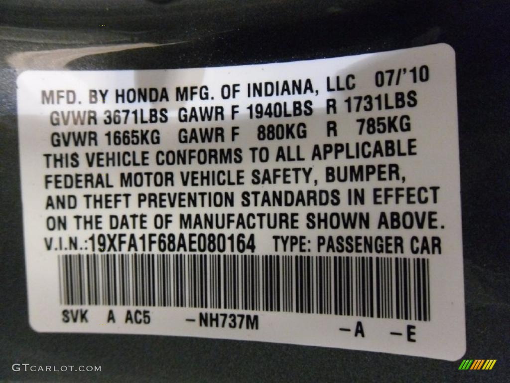 2010 Civic Color Code NH737M for Polished Metal Metallic Photo #37330191