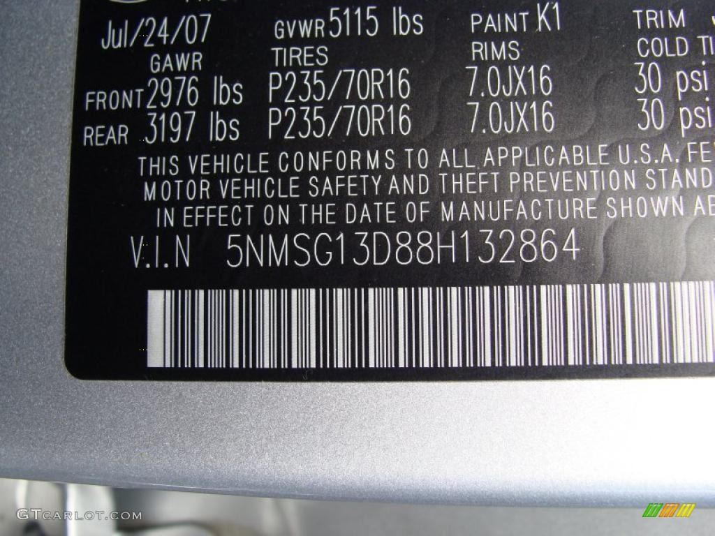 2008 Santa Fe GLS - Bright Silver / Gray photo #23