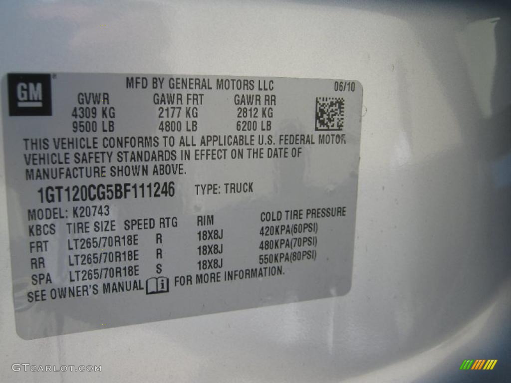 2011 GMC Sierra 2500HD SLE Crew Cab 4x4 Info Tag Photo #37351511