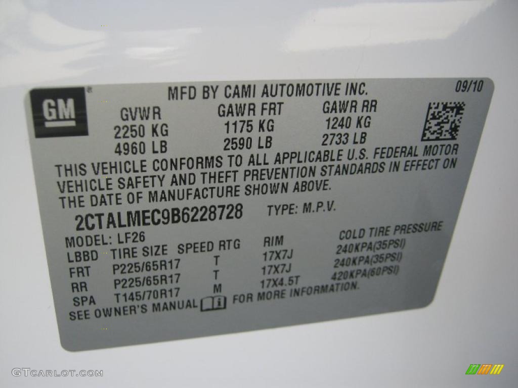 2011 GMC Terrain SLE Info Tag Photo #37353180