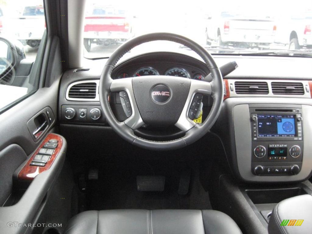 2009 GMC Yukon Hybrid 4x4 Ebony Steering Wheel Photo #37358888