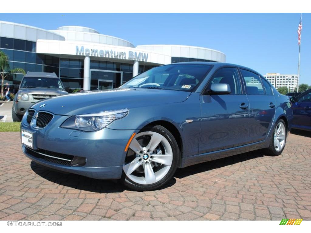 2008 5 Series 528i Sedan - Neptune Blue Metallic / Dark Blue Dakota Leather photo #1