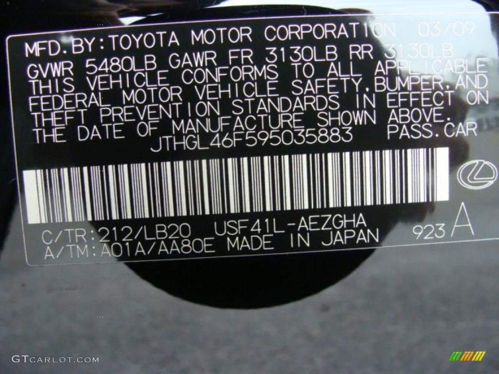 2009 LS Color Code 212 for Obsidian Black Photo #37371991