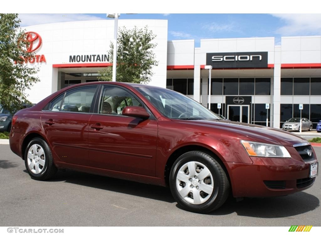 2008 Sonata GLS - Dark Cherry Red / Beige photo #1