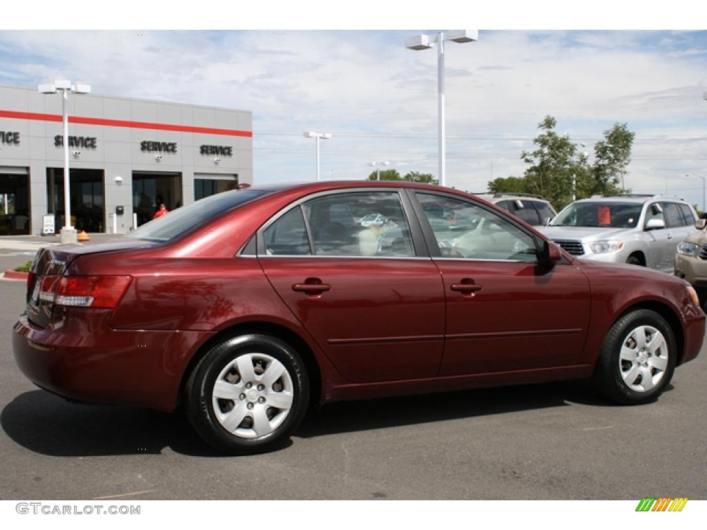 2008 Sonata GLS - Dark Cherry Red / Beige photo #2