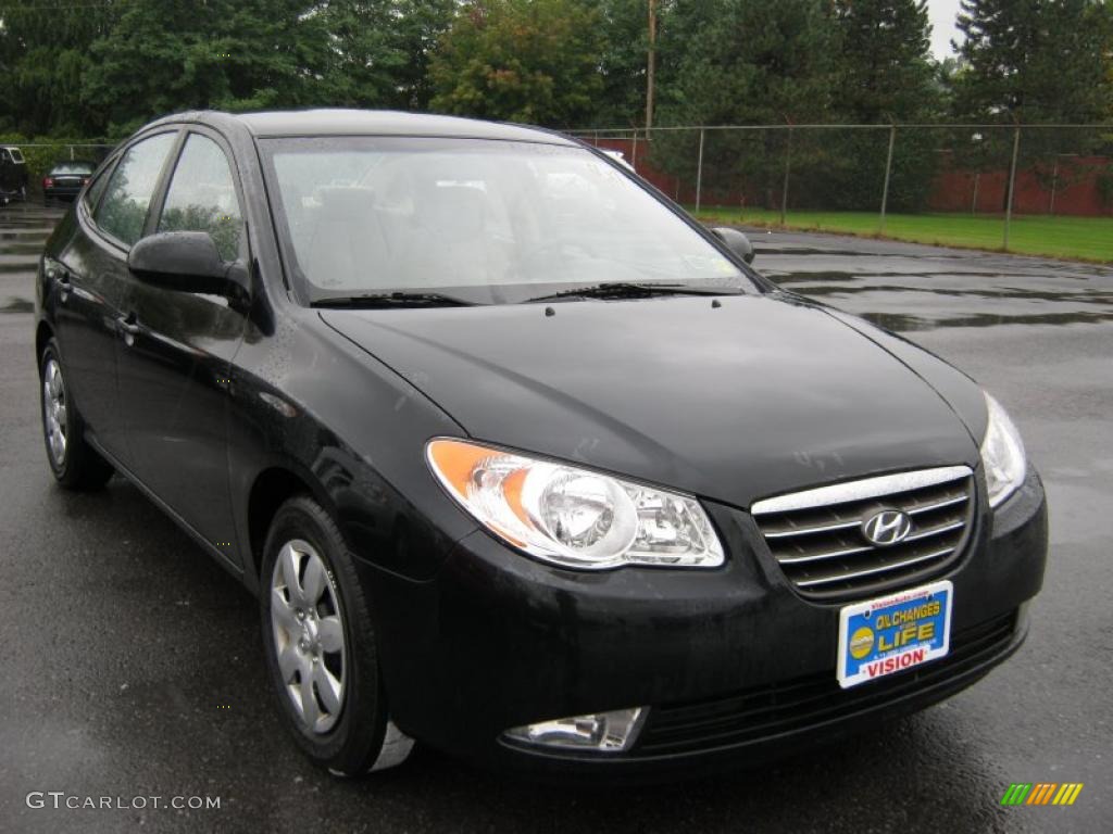 2008 Elantra GLS Sedan - Black Pearl / Beige photo #11