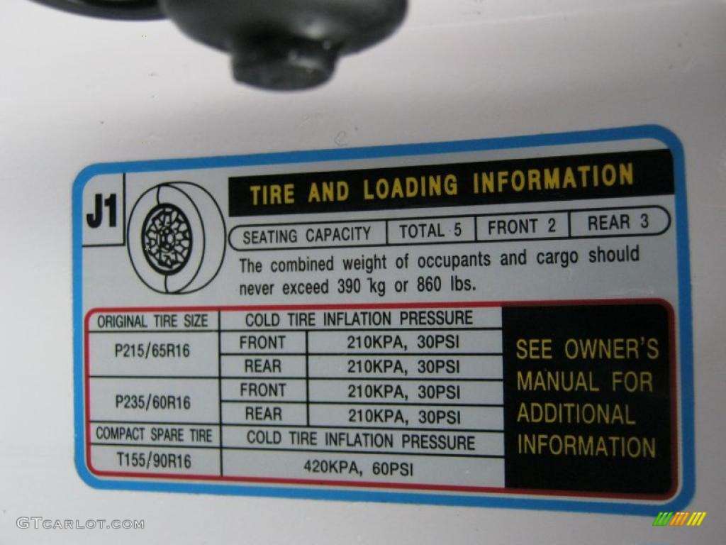 2005 Hyundai Tucson GL Info Tag Photos