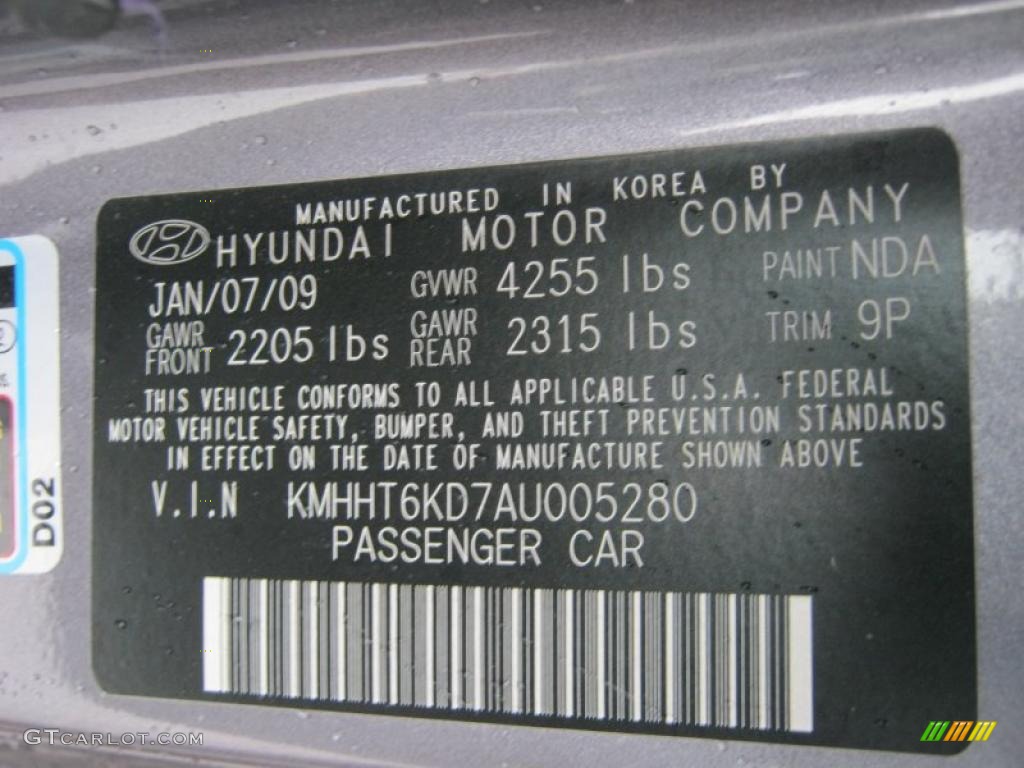 2010 Genesis Coupe Color Code NDA for Nordschleife Gray Photo #37394019