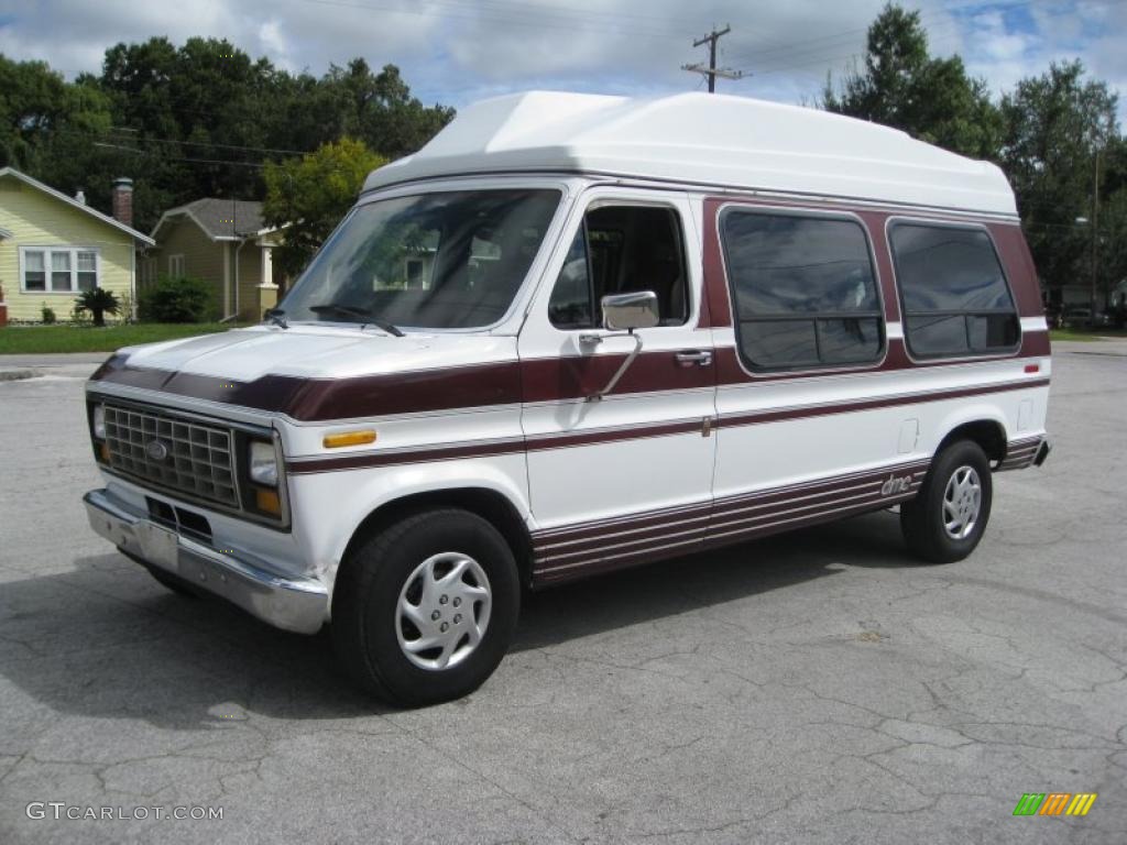 1991 E Series Van E150 Passenger Conversion - White / Burgundy photo #3