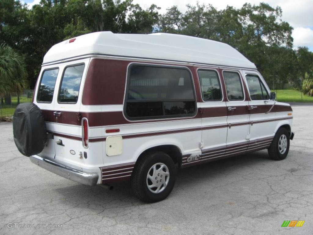 1991 E Series Van E150 Passenger Conversion - White / Burgundy photo #11