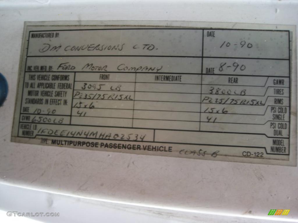 1991 E Series Van E150 Passenger Conversion - White / Burgundy photo #36