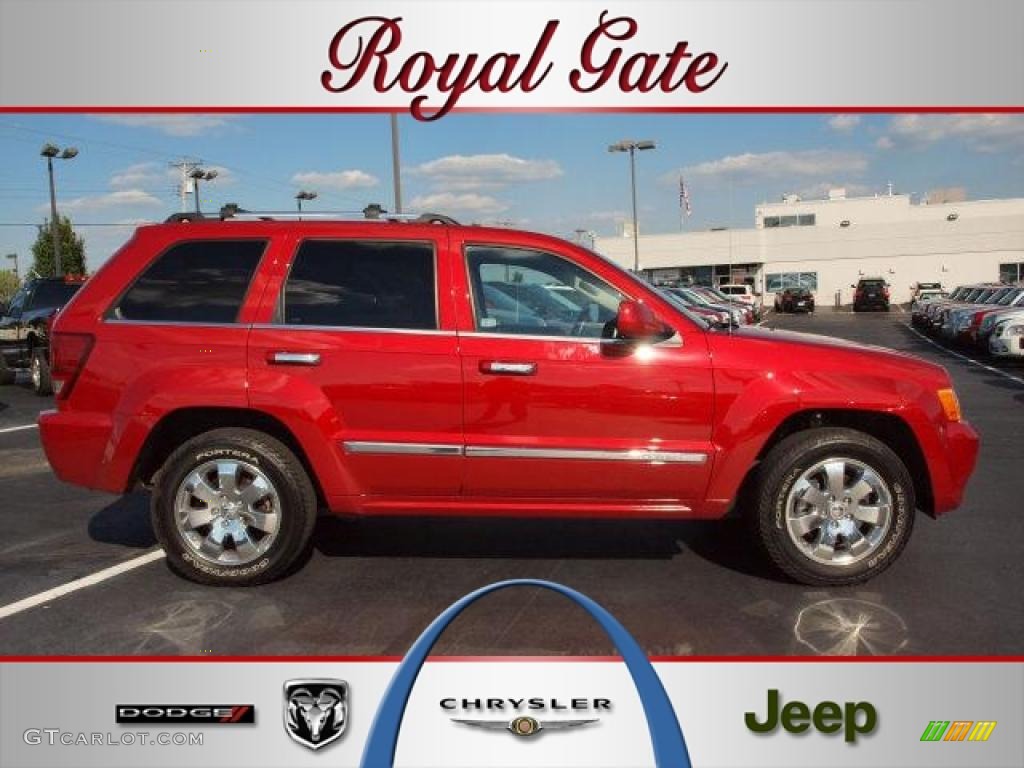 2009 Grand Cherokee Overland 4x4 - Blaze Red Crystal Pearl / Saddle Brown Royale Leather photo #1