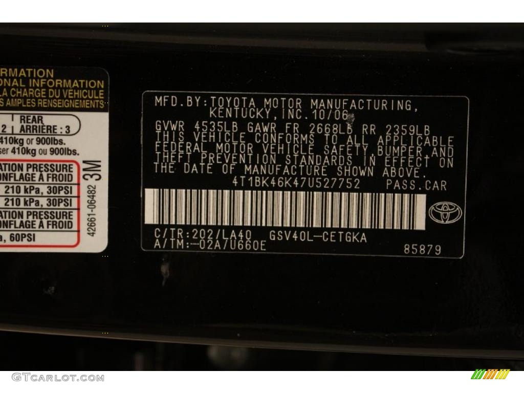 2007 Camry XLE V6 - Black / Bisque photo #29