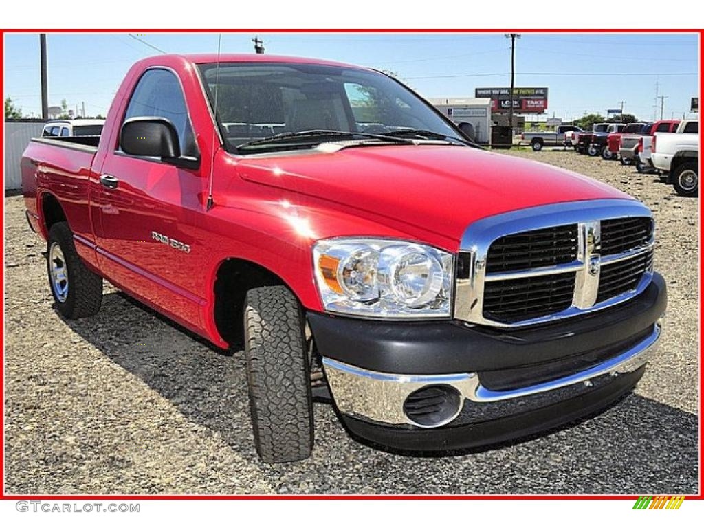 2007 Ram 1500 SXT Regular Cab - Flame Red / Khaki Beige photo #9