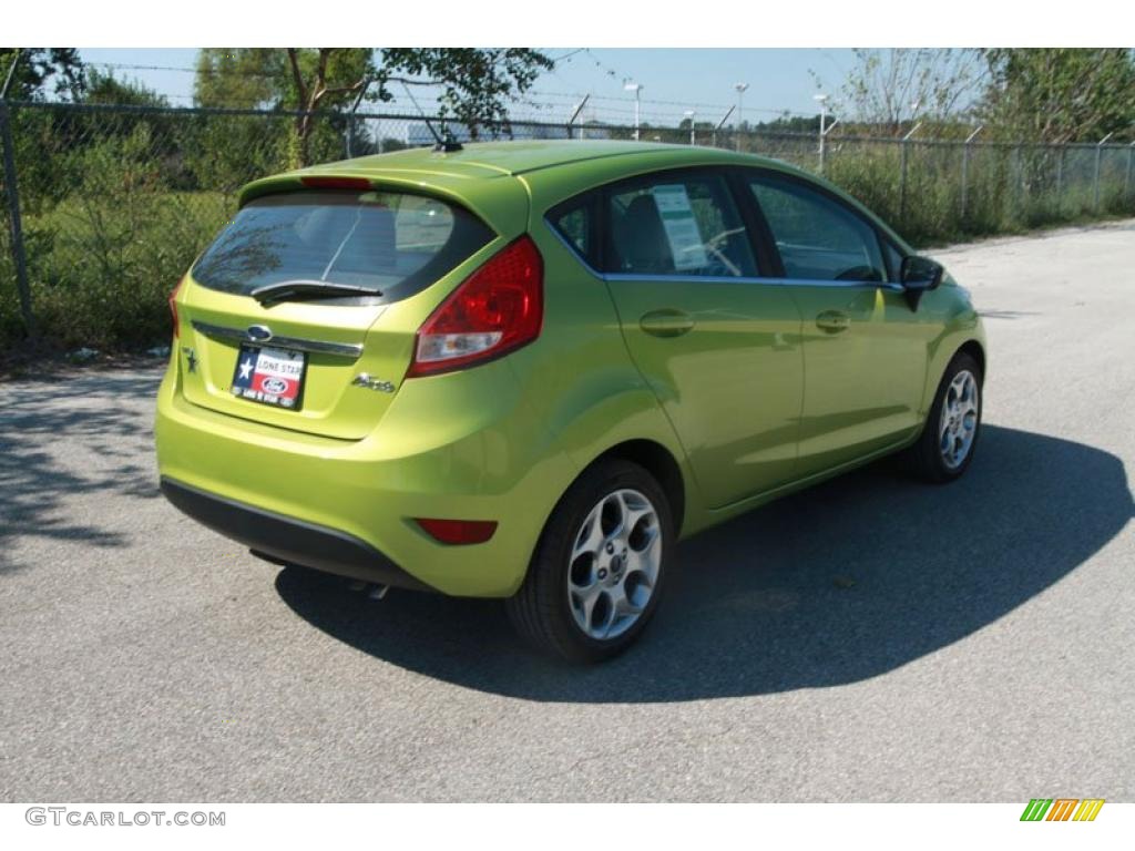 2011 Fiesta SES Hatchback - Lime Squeeze Metallic / Cashmere/Charcoal Black Leather photo #3