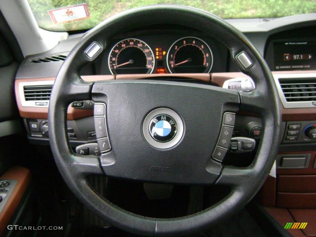 2004 BMW 7 Series 745i Sedan Black/Black Steering Wheel Photo #37420207