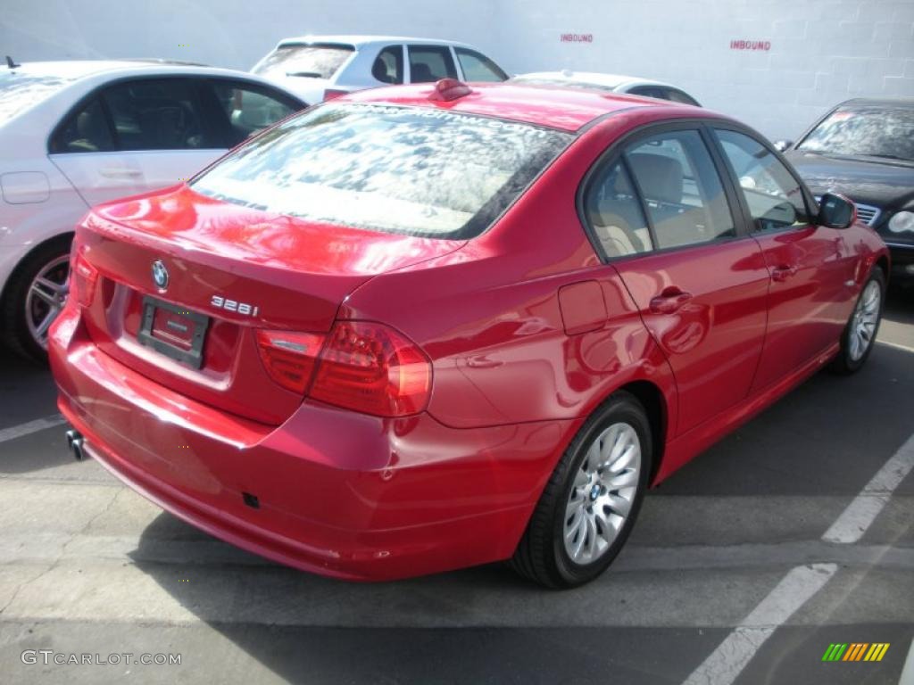 2009 3 Series 328i Sedan - Crimson Red / Cream Beige Dakota Leather photo #3
