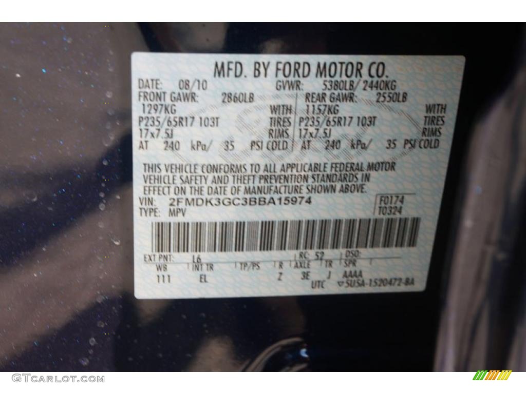 2011 Edge Color Code L6 for Kona Blue Metallic Photo #37433898
