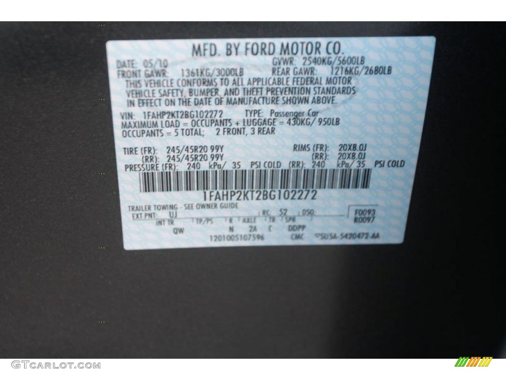 2011 Taurus Color Code UJ for Sterling Grey Photo #37434494
