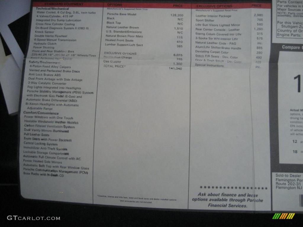 2004 Porsche 911 Turbo Cabriolet Window Sticker Photo #37442178