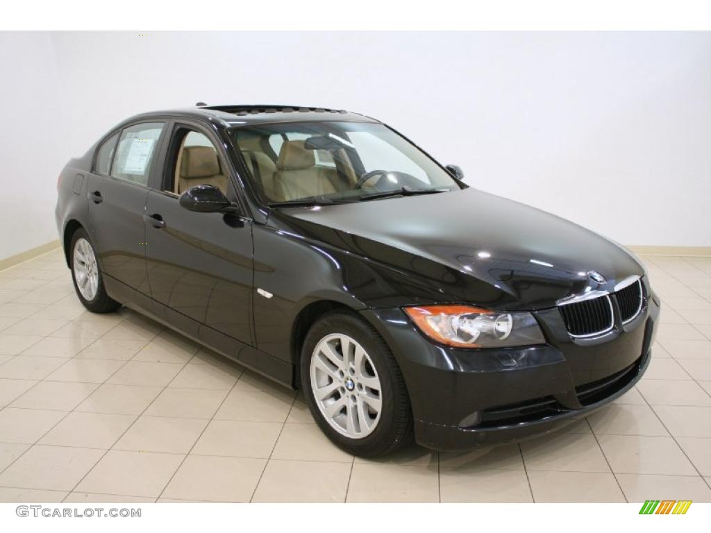 2007 3 Series 328xi Sedan - Black Sapphire Metallic / Beige photo #1