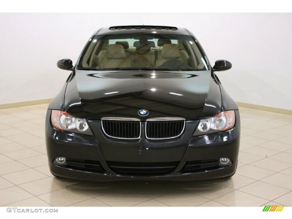2007 3 Series 328xi Sedan - Black Sapphire Metallic / Beige photo #2