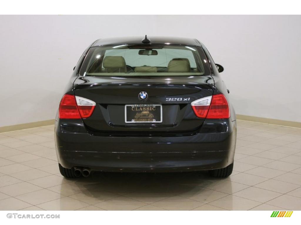 2007 3 Series 328xi Sedan - Black Sapphire Metallic / Beige photo #6