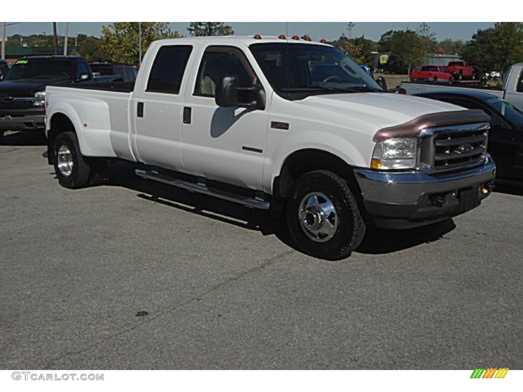 2003 F350 Super Duty Lariat Crew Cab 4x4 Dually - Oxford White / Medium Parchment photo #1