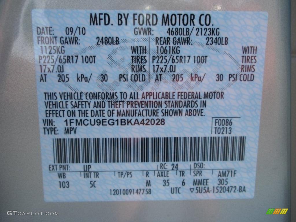 2011 Escape Color Code UP for Gold Leaf Metallic Photo #37449886