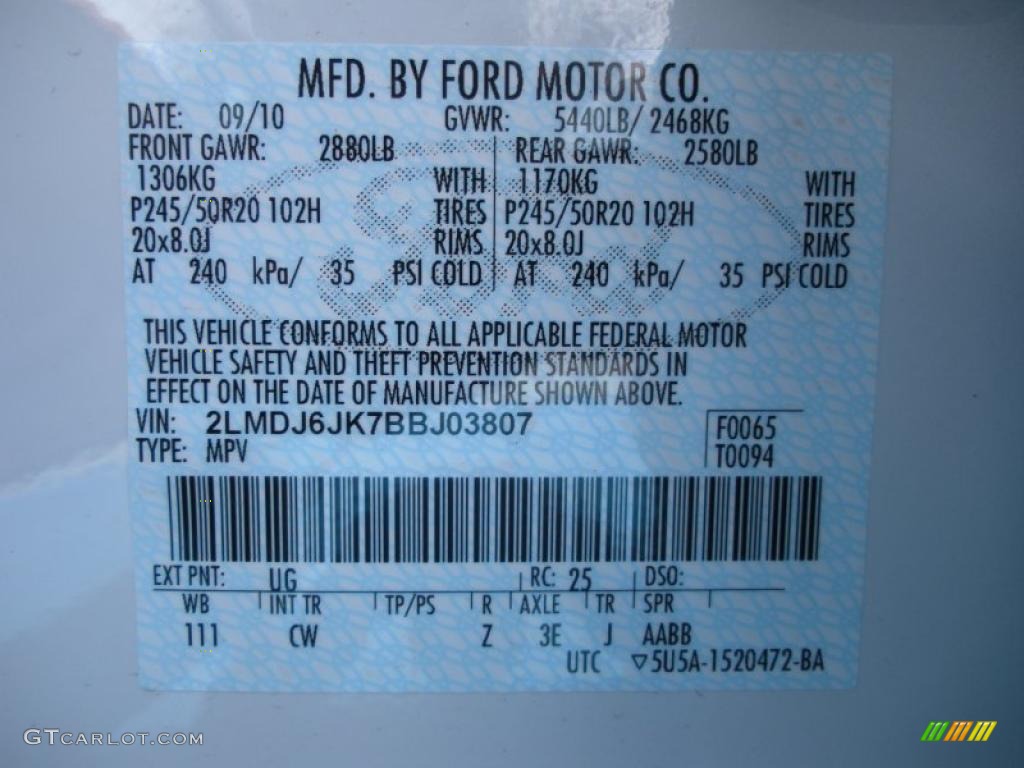 2011 MKX FWD - White Platinum Tri-Coat / Charcoal Black photo #13