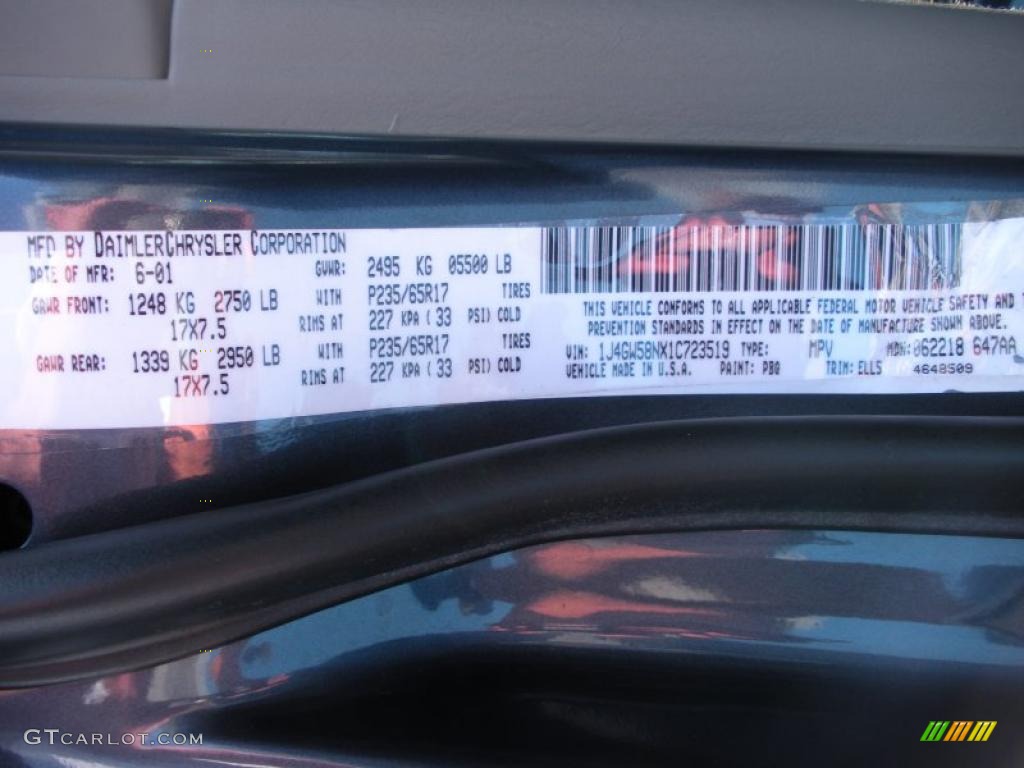 2001 Grand Cherokee Limited 4x4 - Steel Blue Pearl / Sandstone photo #28