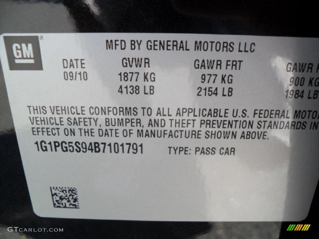 2011 Chevrolet Cruze LT Info Tag Photo #37454857