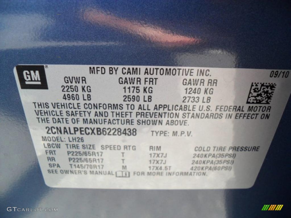 2011 Chevrolet Equinox LT Info Tag Photo #37458673