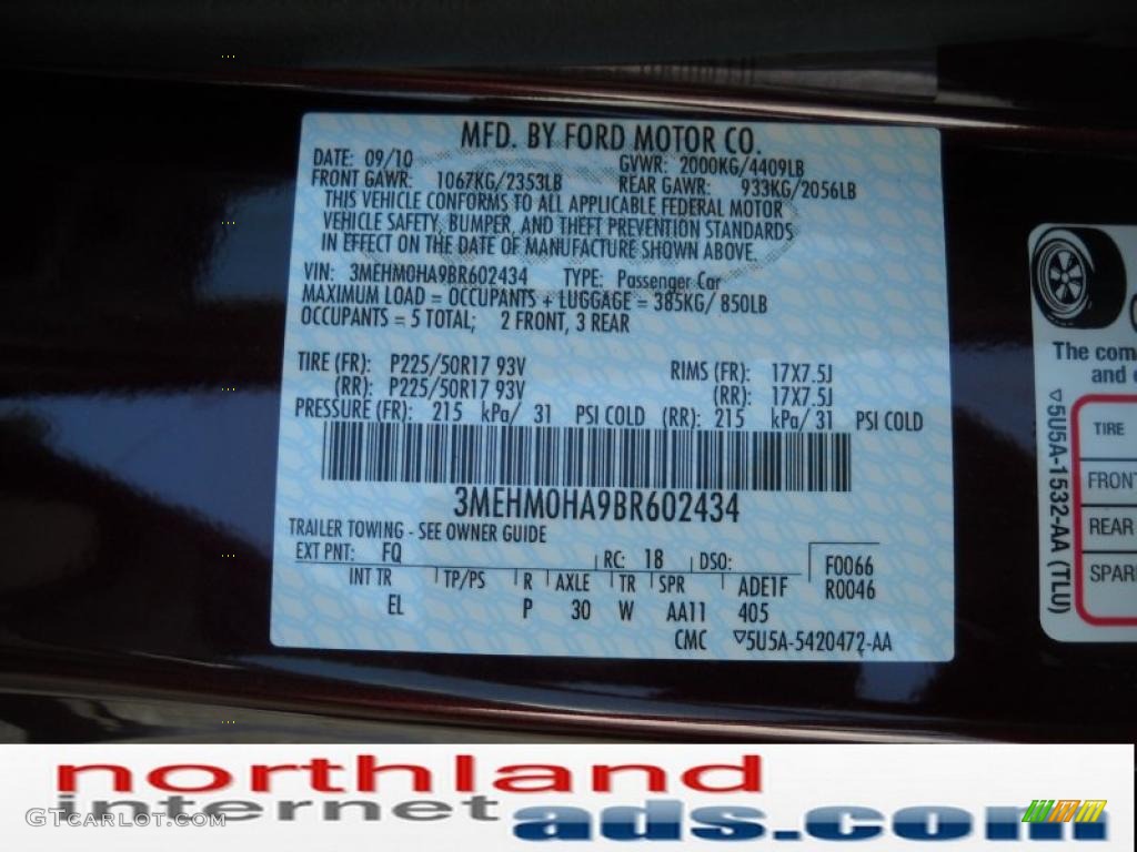 2011 Mercury Milan I4 Parts Photos