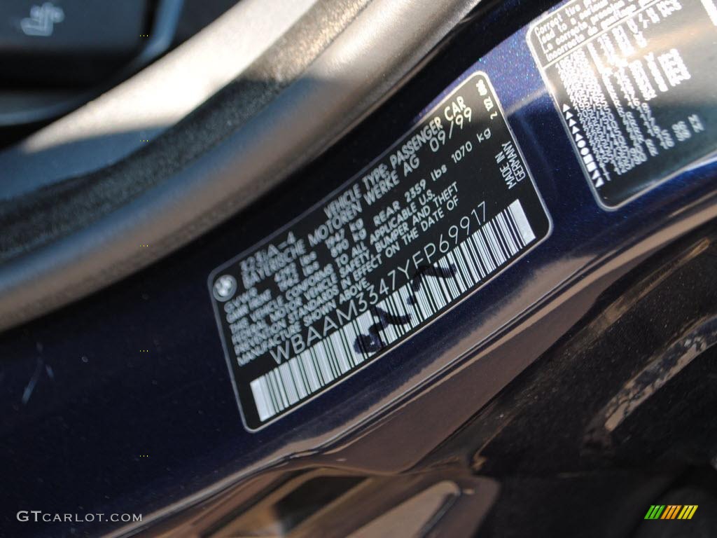 2000 3 Series 323i Sedan - Orient Blue Metallic / Black photo #19