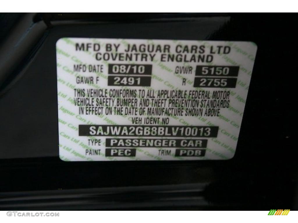 2011 XJ Color Code PEC for Ebony Black Photo #37474025