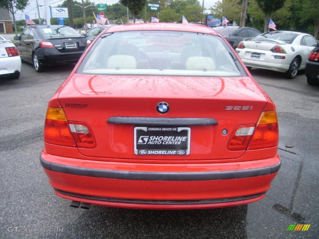 2001 3 Series 325i Sedan - Bright Red / Beige photo #4