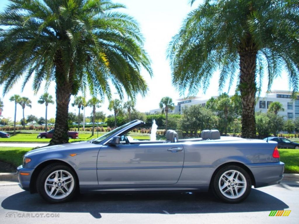 2004 3 Series 325i Convertible - Steel Blue Metallic / Grey photo #13