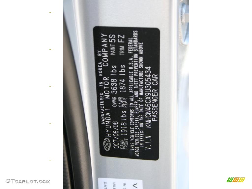 2009 Accent GLS 4 Door - Platinum Silver / Gray photo #22