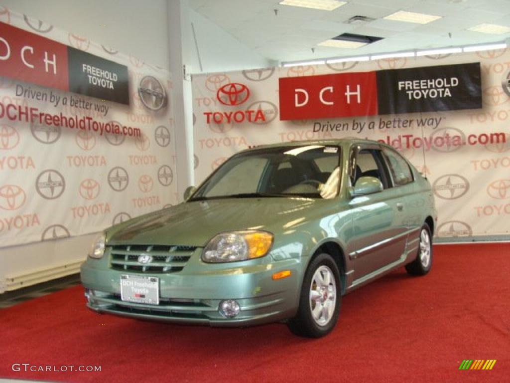 2003 Accent GT Coupe - Quartz Green Metallic / Gray photo #1