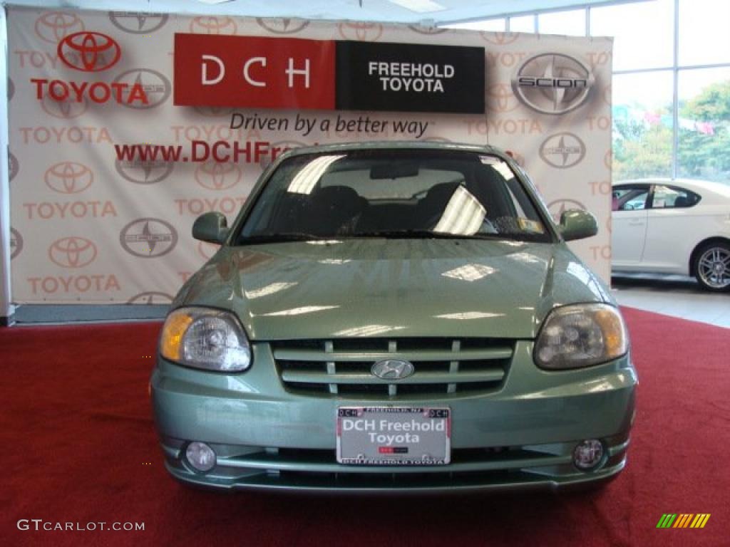 2003 Accent GT Coupe - Quartz Green Metallic / Gray photo #4