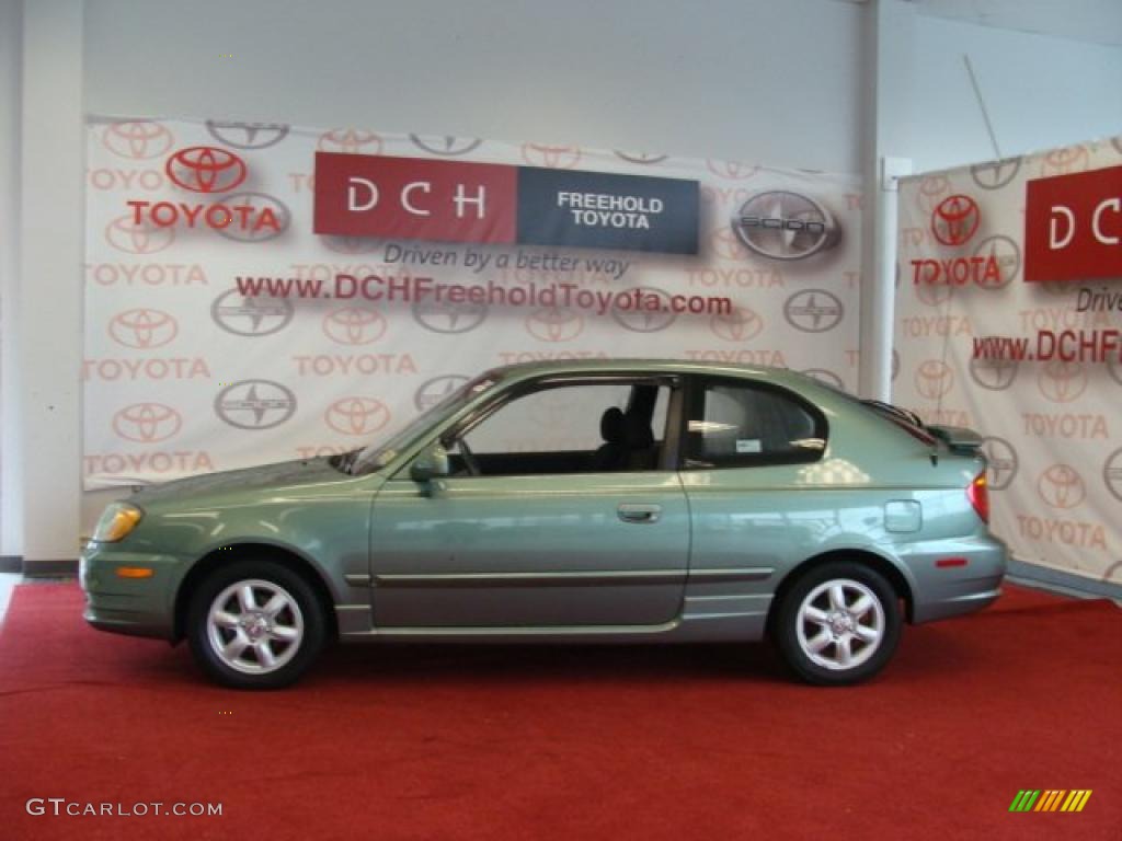 2003 Accent GT Coupe - Quartz Green Metallic / Gray photo #5