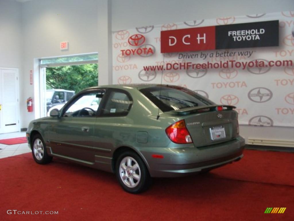 2003 Accent GT Coupe - Quartz Green Metallic / Gray photo #7