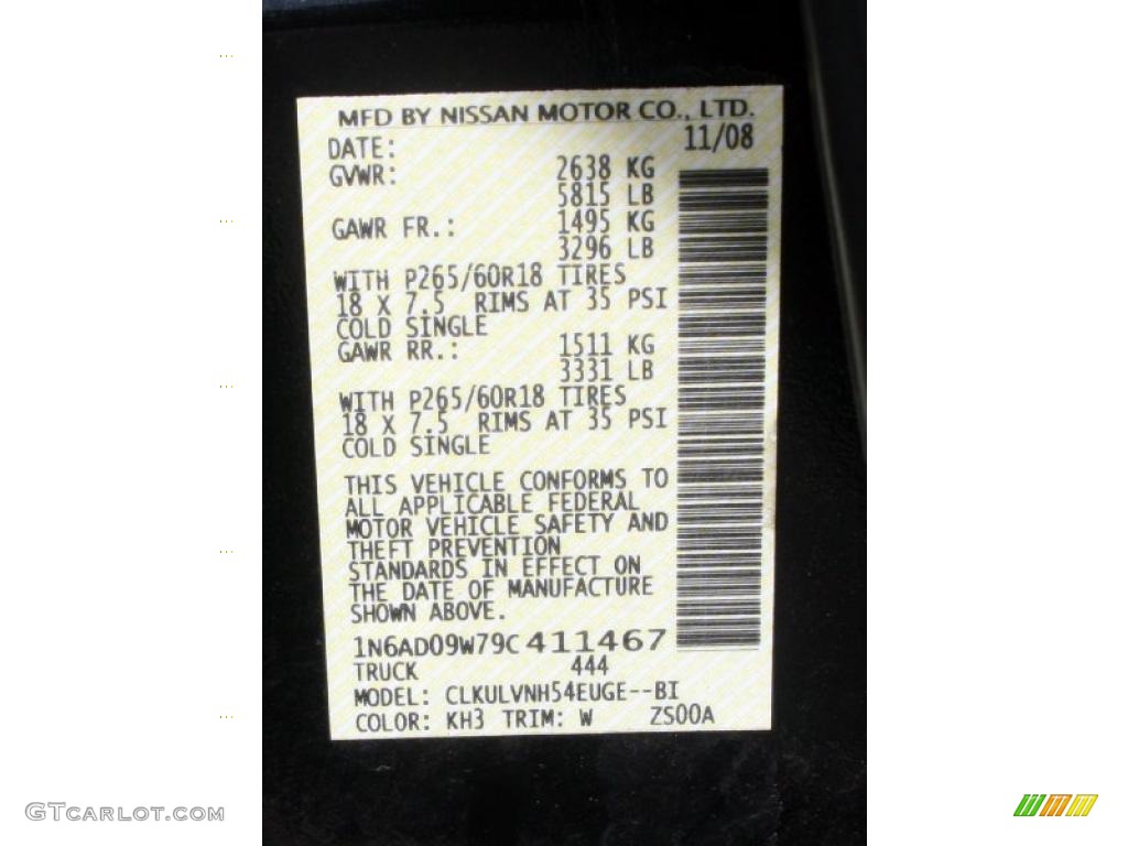 2009 Frontier Color Code KH3 for Super Black Photo #37491913