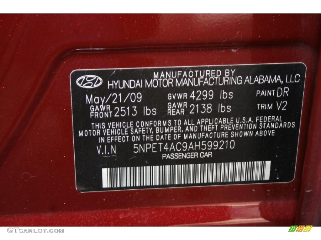 2010 Sonata GLS - Dark Cherry Red / Camel photo #7