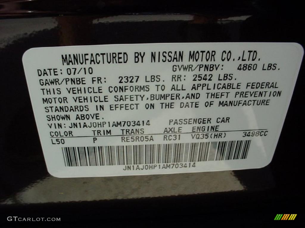 2010 EX Color Code L50 for Dark Current Red Photo #37495332
